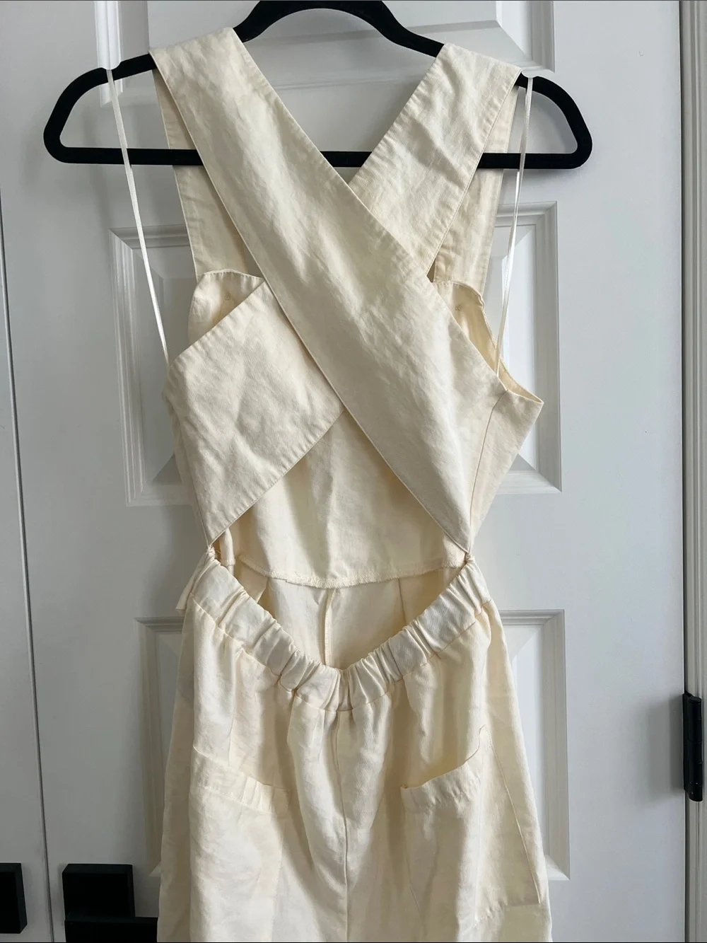 Zara Cream Sleeveless Linen-Blend Jumpsuit with Tie Waist